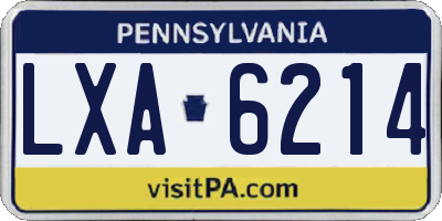 PA license plate LXA6214