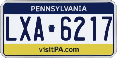 PA license plate LXA6217