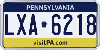 PA license plate LXA6218