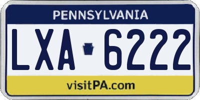PA license plate LXA6222