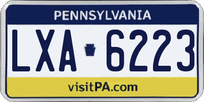 PA license plate LXA6223