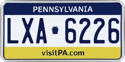 PA license plate LXA6226