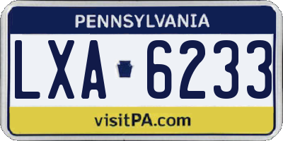 PA license plate LXA6233