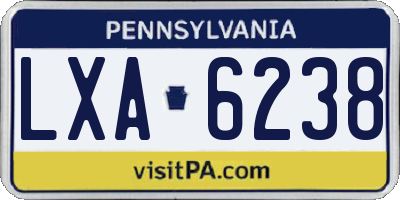 PA license plate LXA6238
