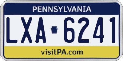 PA license plate LXA6241