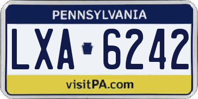 PA license plate LXA6242