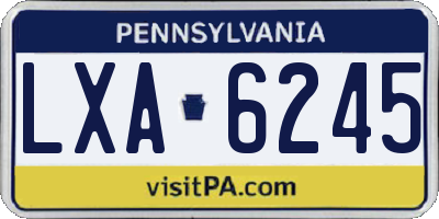 PA license plate LXA6245