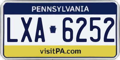 PA license plate LXA6252