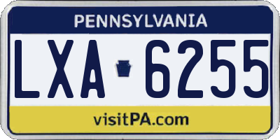 PA license plate LXA6255
