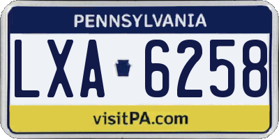 PA license plate LXA6258