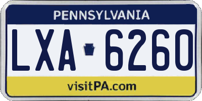 PA license plate LXA6260