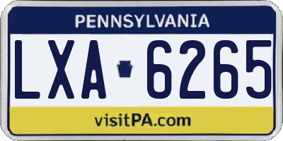 PA license plate LXA6265