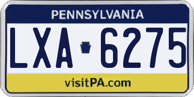 PA license plate LXA6275