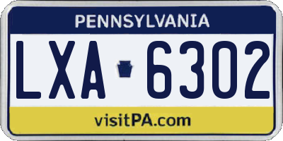 PA license plate LXA6302