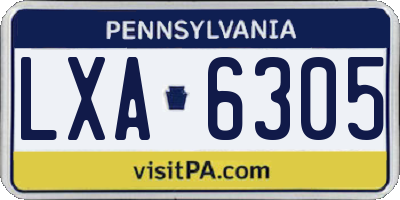 PA license plate LXA6305