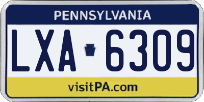 PA license plate LXA6309