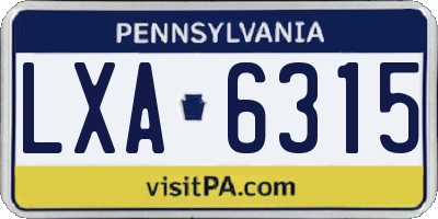 PA license plate LXA6315