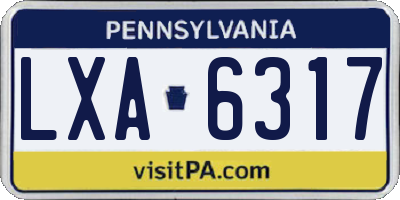 PA license plate LXA6317