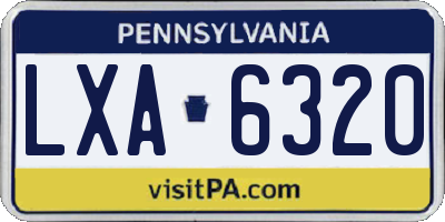 PA license plate LXA6320