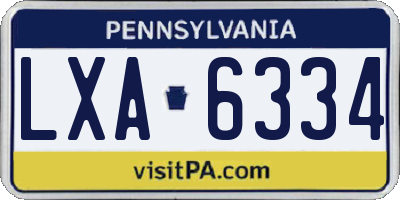 PA license plate LXA6334