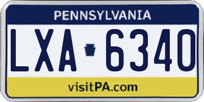 PA license plate LXA6340