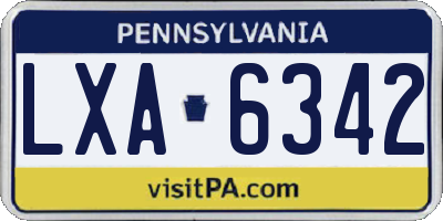 PA license plate LXA6342