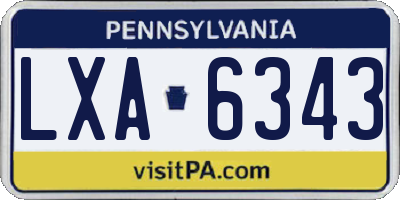 PA license plate LXA6343