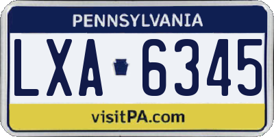 PA license plate LXA6345