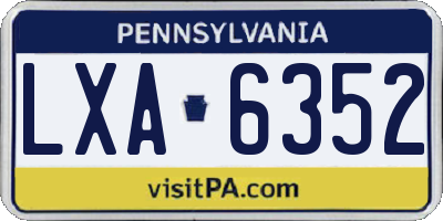 PA license plate LXA6352