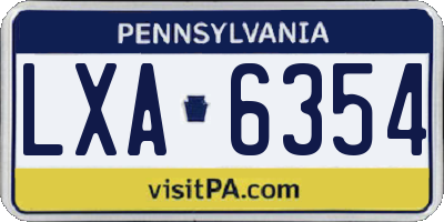PA license plate LXA6354