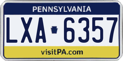 PA license plate LXA6357