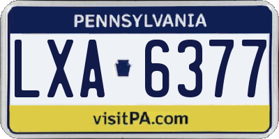 PA license plate LXA6377