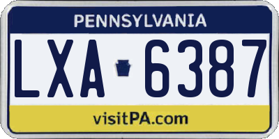 PA license plate LXA6387