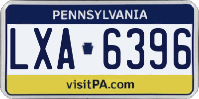 PA license plate LXA6396