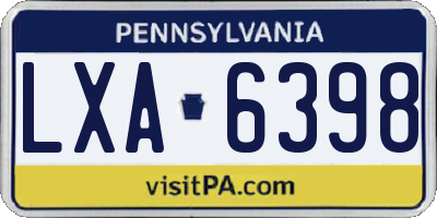 PA license plate LXA6398