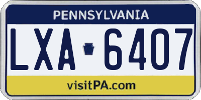 PA license plate LXA6407