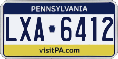 PA license plate LXA6412
