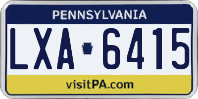 PA license plate LXA6415