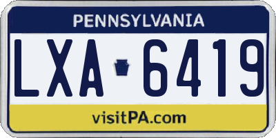 PA license plate LXA6419