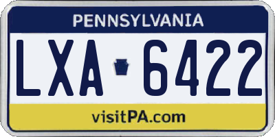 PA license plate LXA6422