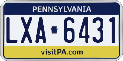 PA license plate LXA6431