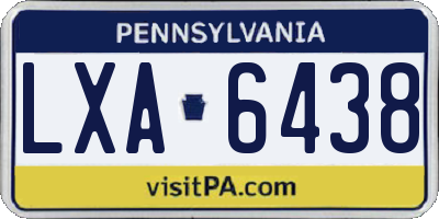 PA license plate LXA6438