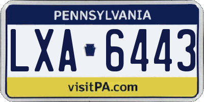 PA license plate LXA6443