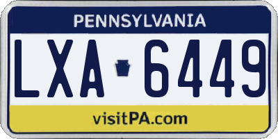 PA license plate LXA6449