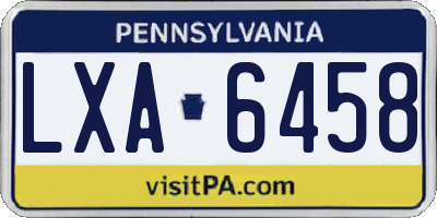 PA license plate LXA6458