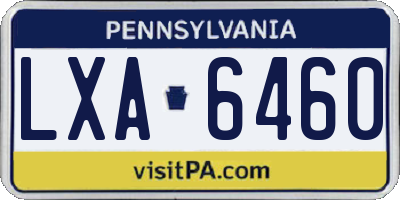 PA license plate LXA6460