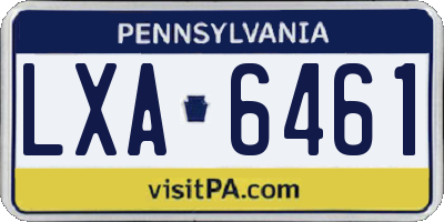 PA license plate LXA6461