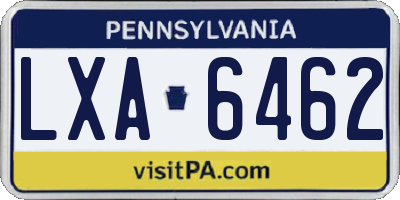 PA license plate LXA6462