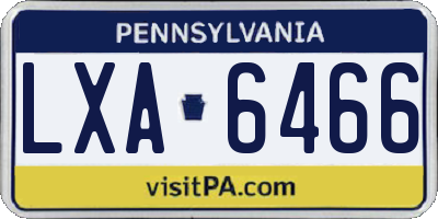 PA license plate LXA6466