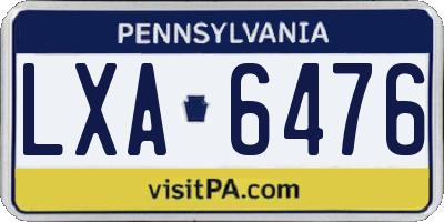 PA license plate LXA6476